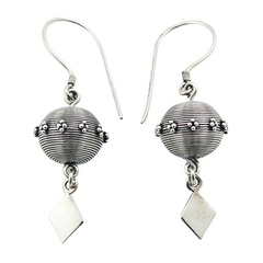 Handmade Balinese Silver Wirework Sphere Earrings
