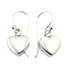 Silver Dainty Heart Earrings On Swing Loops