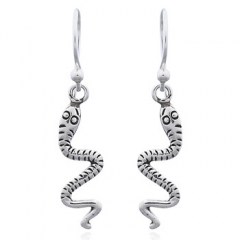 925 Silver Antiqued Flutes Stunning Snake Earrings