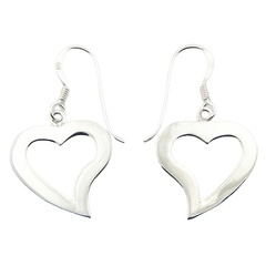Asymmetrical Sterling Silver Heart Outlines Earrings