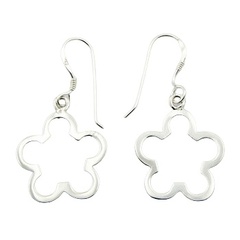 Smoothly Rounded Flower Outlines Silver Earrings