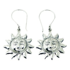 925 Silver Dangler Earrings Sculptured Suns