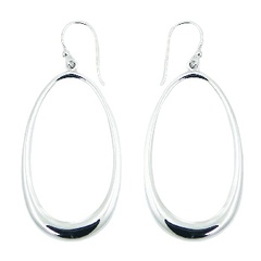 Open Ovate Sterling Silver Chic Dangle Earrings