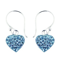 Czech Crystal Sterling Silver Heart Dangle Earrings