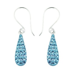 Sterling Silver Czech Crystal Dangle Earrings Sparkling Drop Shapes