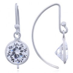 Zirconia Sterling Silver Dangle Earrings Arched Hooks
