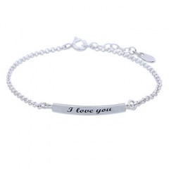 Silver Engraved Message Bracelet "I Love You"