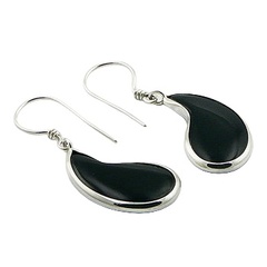 Paisley Silhouette Black Agate 925 Sterling Silver Earrings by BeYindi 