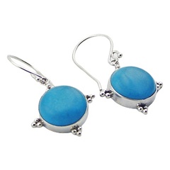 Petite Round Howlite Turquoise 925 Sterling Silver Danglers