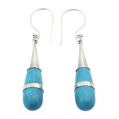 Howlite Turquoise Droplets Conical Sterling Silver Earrings