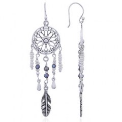 Silver and Pearls Dream Catcher Earrings by BeYindi 