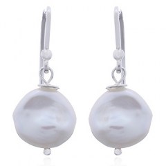 Modern 925 Silver Freshwater Pearl Dangle Earrings
