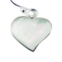 Sterling Silver MOP Slanted Heart Dangle Earrings by BeYindi 2