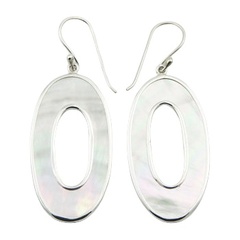 Open Oval Mother Of Pearl 925 Silver Dangle Earrings