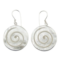 Creamy Hand Carved Spiral Mother Of Pearl Earring