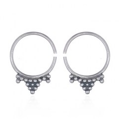 Angular Beads Silver Circle Drop Earrings