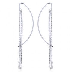 Stick Tassle Chains Silver Thread Earring