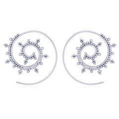 Silver Spiral Earrings Row of Tiny Dots by BeYindi