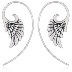 Spread Out Silver Wing Drop Earrings by BeYindi