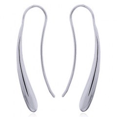 Slim Curved Teardrop 925 Silver Earrings