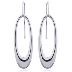 Polished Sterling Silver 925 Oval Drop Earrings