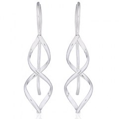 Single Twist Wirework Sterling Silver Drop Earrings