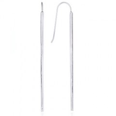 Long Sterling Silver Drop Earrings Square Tube Sticks