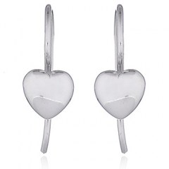925 Silver Little Plump Heart Drop Earrings
