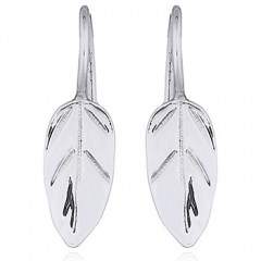 Polished Petite Leaf Sterling Silver Drop Earrings