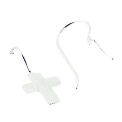 Brushed Silver Plated Sterling Silver Cross Drop Earrings by BeYindi 