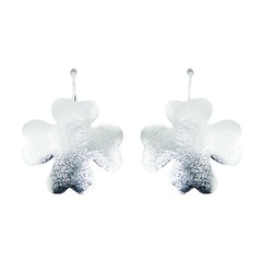 Bright Stamped Sterling Silver Lucky Clover Drop Earrings