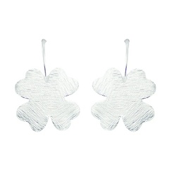 Brushed 925 Sterling Silver Four-leaf Clover Drop Earrings