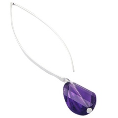 Purple Czech Glass Crystal Silver Stick Hanger Drop Earrings by BeYindi 2