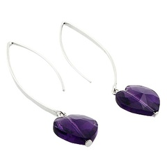 Czech Glass Crystal Purple Hearts 925 Silver Drop Earrings by BeYindi 