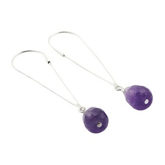 Violet Faceted Glass Crystal Sterling Silver Drop Earrings by BeYindi 