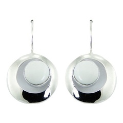 Convexed 925 Silver Hoop Drop Earrings Round Hydro Quartz