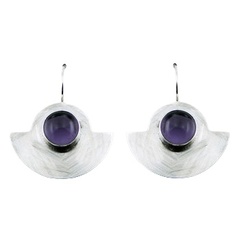 Violet Hydro Quartz Brushed Sterling Silver Fashionable Earrings