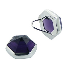 Hydro Quartz Drop Earrings Hexagon Faceted Violet Glow