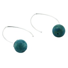 Turquoise Beads 925 Sterling Silver Gemstone Drop Earrings by BeYindi 