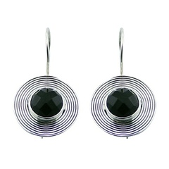 Handmade 925 Sterling Silver Earrings Black Agate Gems by BeYindi 