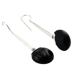 Agate Gemstone Drop Earrings Hinged Silver Stick Hangers by BeYindi 