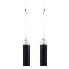 Glossy Black Agate Cylinder Sterling Silver Earrings