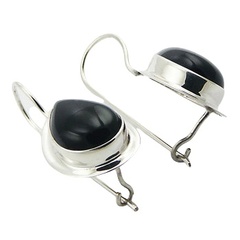 Black Agate Gemstone 925 Silver Chic Drop Earring
