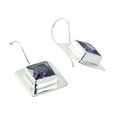 Cubic Zirconia Square Cut Sterling Silver Drop Earrings by BeYindi 