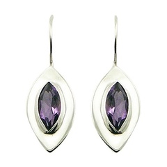 Handmade 925 Silver Marquise Cut Faceted Cubic Zirconia Earrings