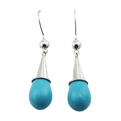 Howlite Turquoise Droplets Sterling Silver Drop Earrings