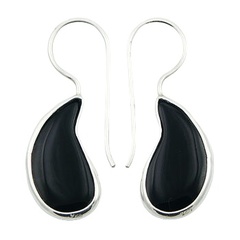 Paisley Silhouettes Black Agate 925 Silver Earrings