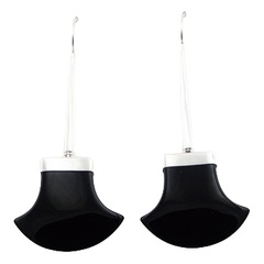 Extravagant Design Black Agate Fan Cut Drop Earrings