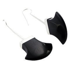 Extravagant Design Black Agate Fan Cut Drop Earrings by BeYindi 