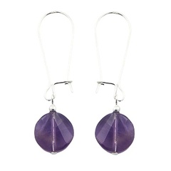 Faceted Glass Crystal Discs Sterling Silver Drop Earrings